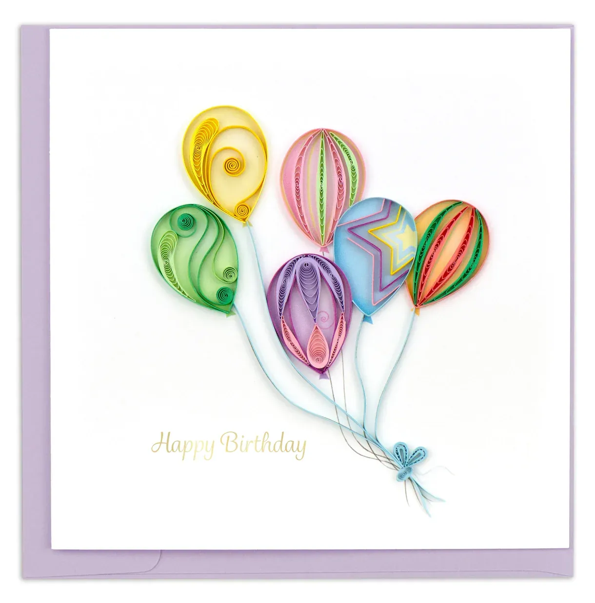 Colorful Birthday Balloon Bunch Quilled Card