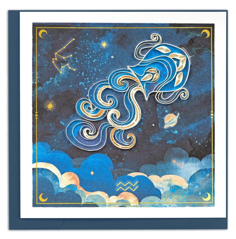 Zodiac Aquarius Quilled Card
