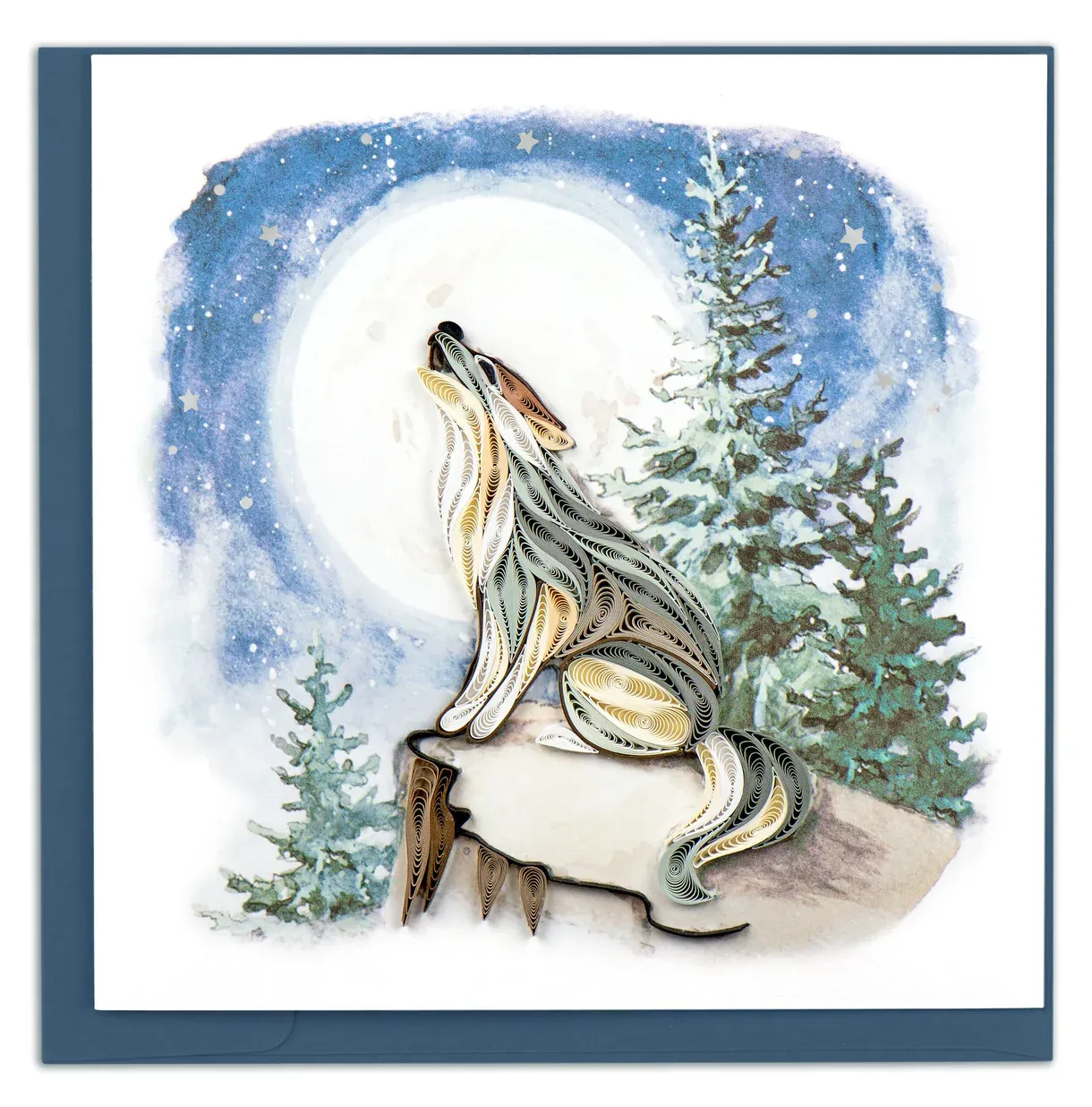 Howling Wolf Quilled Card
