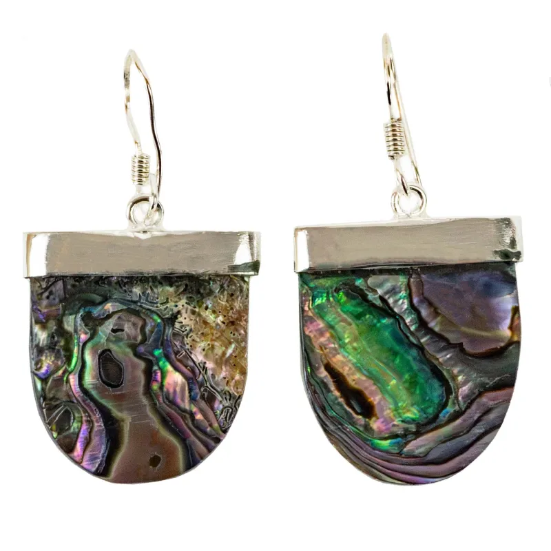 Geo Dangle Abalone Earrings