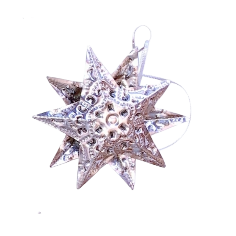 Embossed Tin Multi Point Star Ornament