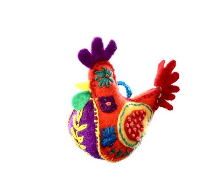 Embroidered Hen Ornament