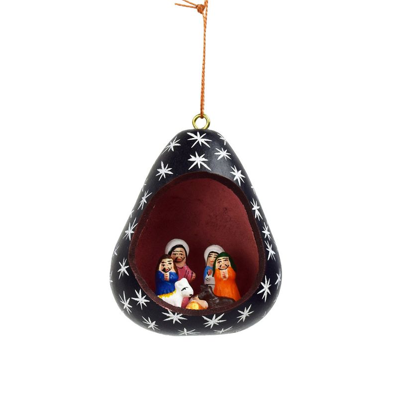 Sunrise Nativity Gourd Ornament