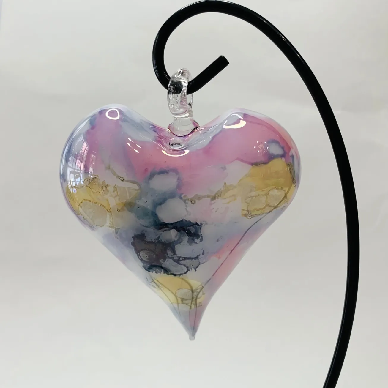Blown Glass Heart Ornament Pastel