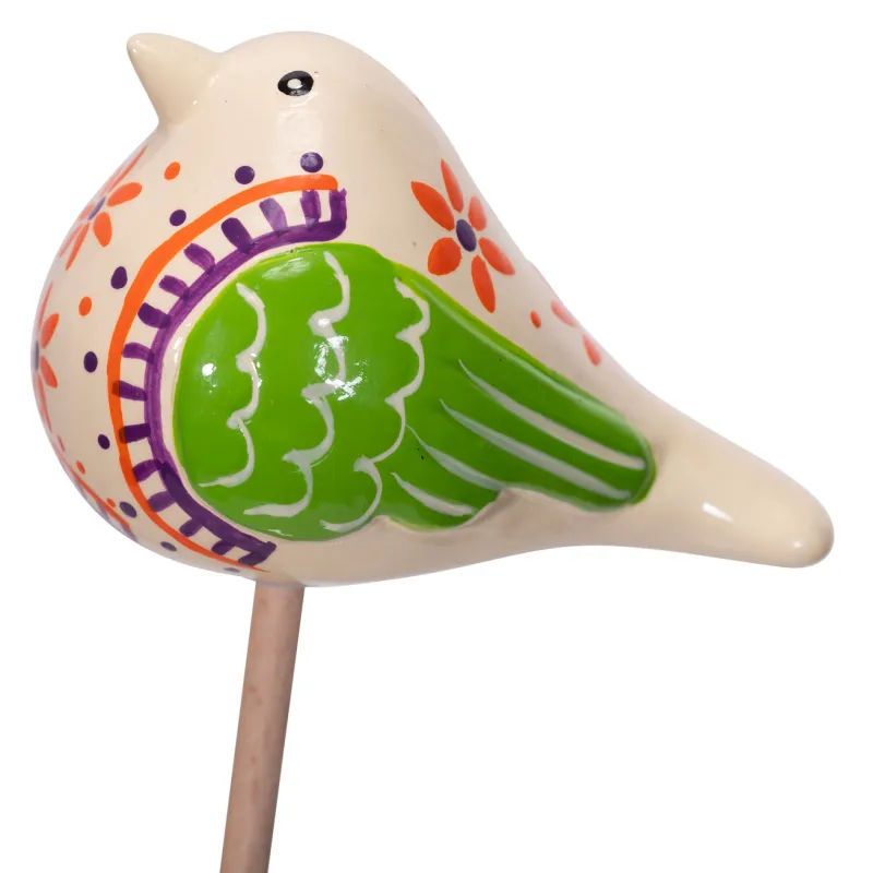 Confetti Ceramic Bird Plant Stake