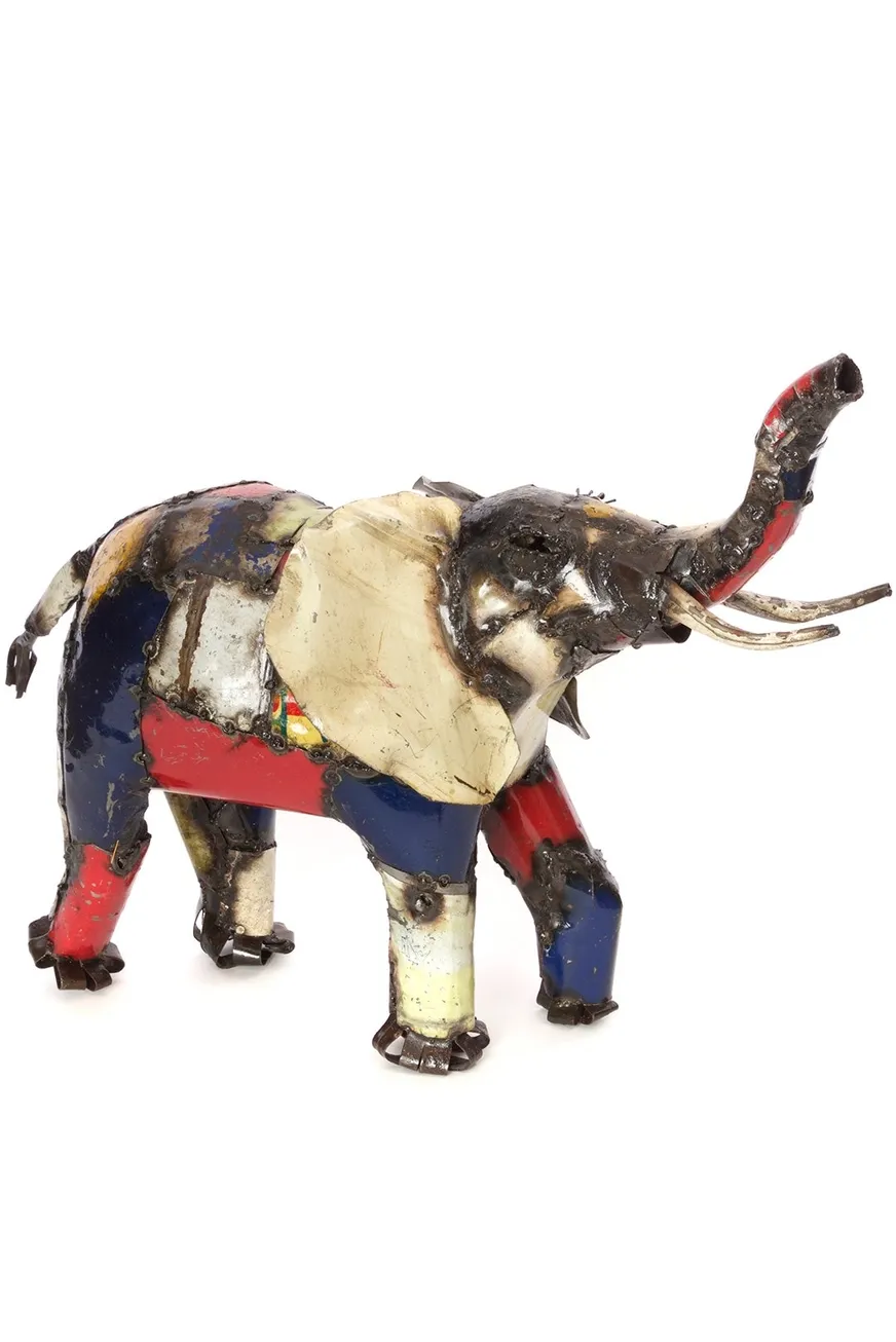 Recycled Metal Colorful Mama Elephant