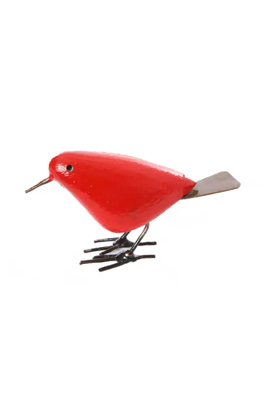 Painted Stone &amp; Metal Red Bird