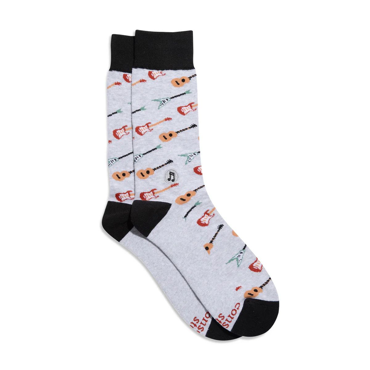 Crew Socks That Support Music Guitar Groove, Size: Small