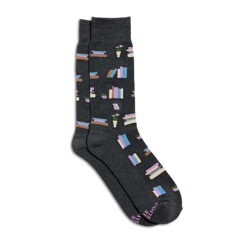 Crew Socks That Give Books Grey Bookshelves