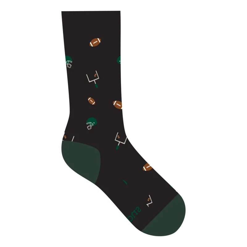 Crew Socks That Support Youth Sports Black Footballs