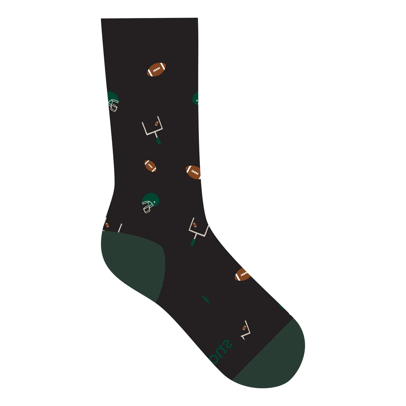 Crew Socks That Support Youth Sports Black Footballs, Size: Small