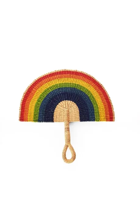 Elephant Grass Rainbow Hand Fan