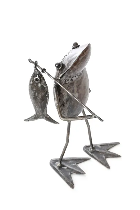 Recycled Metal Frog Fishing