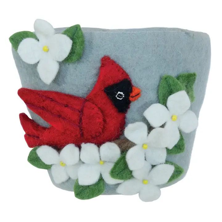 Dogwood &amp; Cardinal Felt Pot