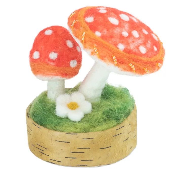 Red Flame Felted Mushroom