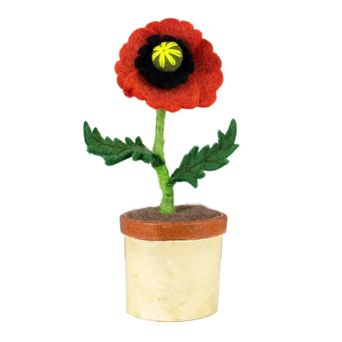 Poppy Potted Felt Flower