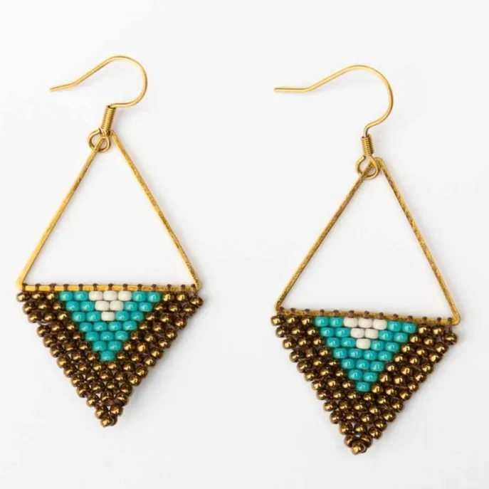 Trinity Beaded Triangle Earrings
