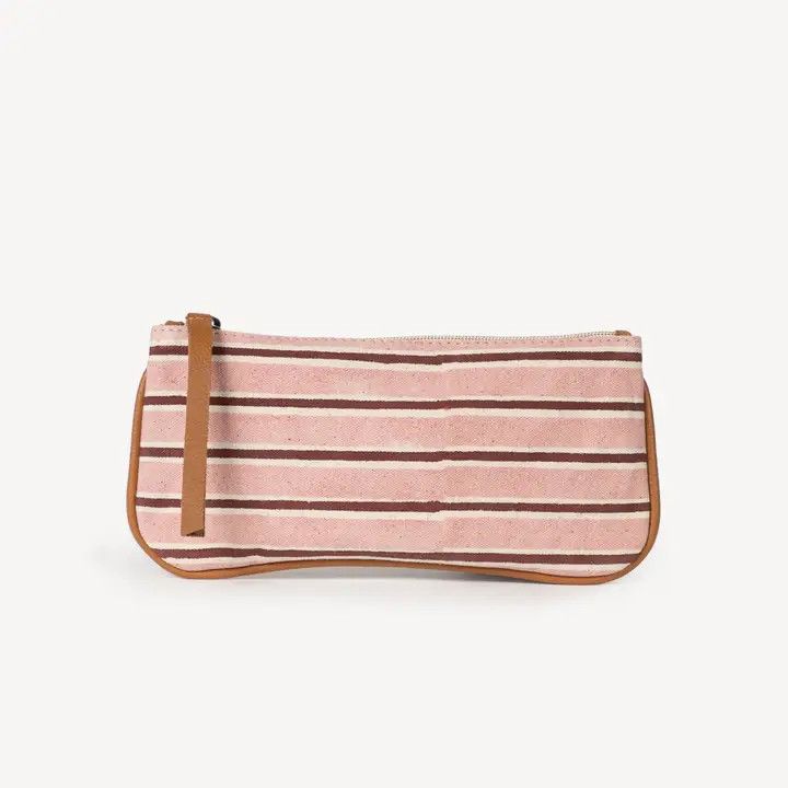 Block Print Pencil Pouch Berry Stripe