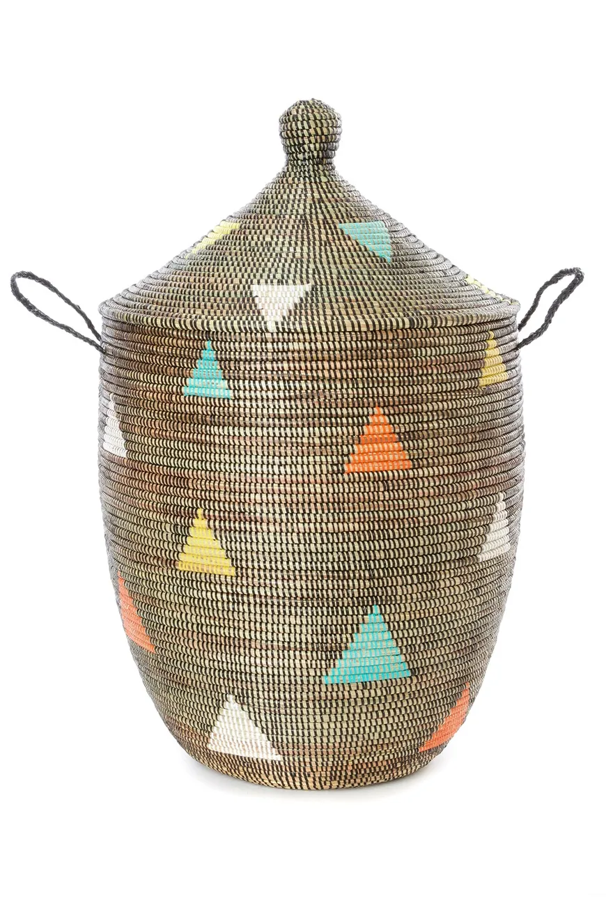 Basket Lidded Hamper Teranga Triangles