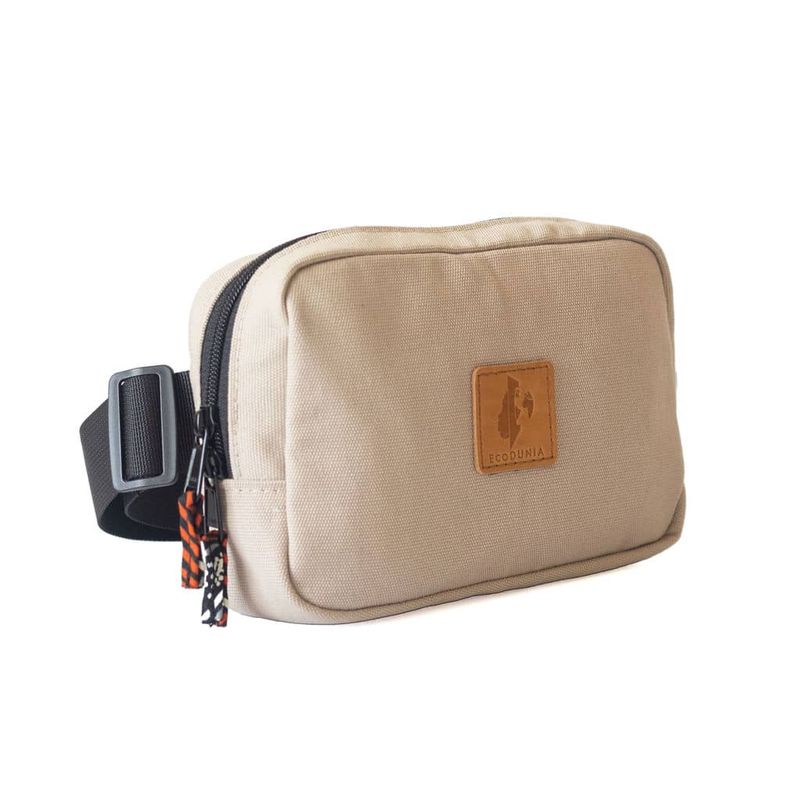 Canvas Crossbody Belt Bag - Sand White