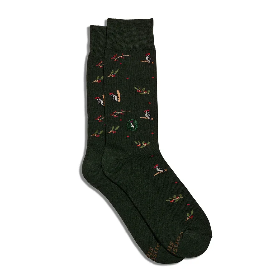 Crew Socks That Protect Woodpeckers, Size: Small