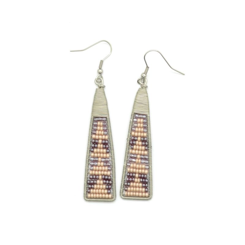 Wire &amp; Glass Bead Drop Earrings