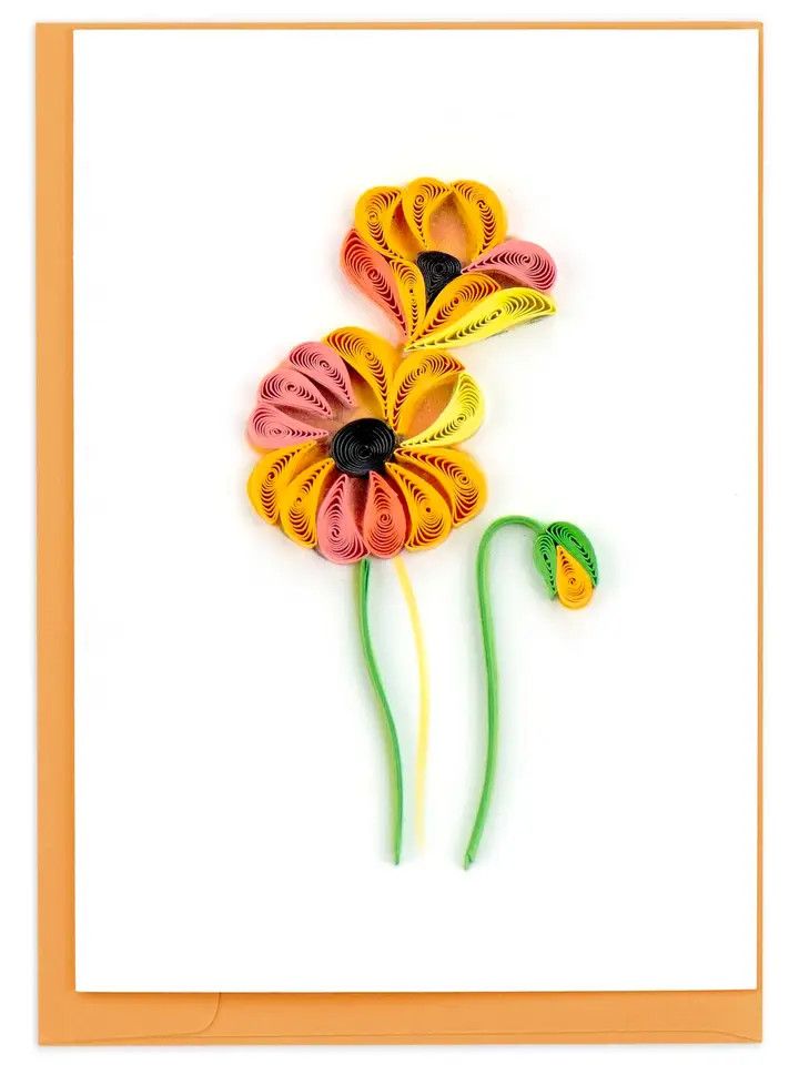 Orange Poppies Quilled Gift Enclosure Card