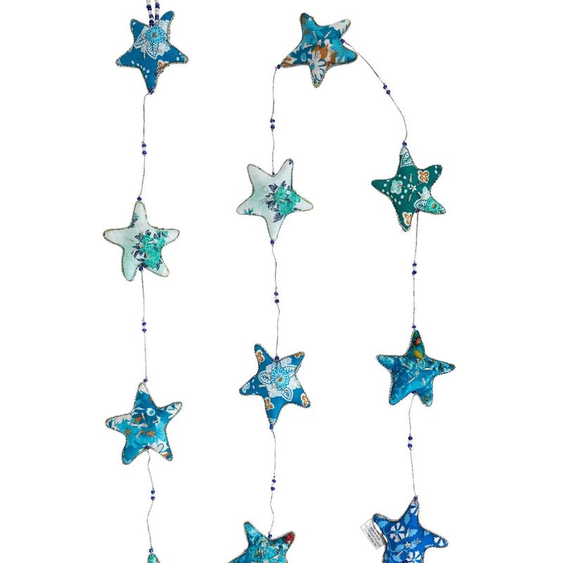 Embroidered Star Garland - Blue
