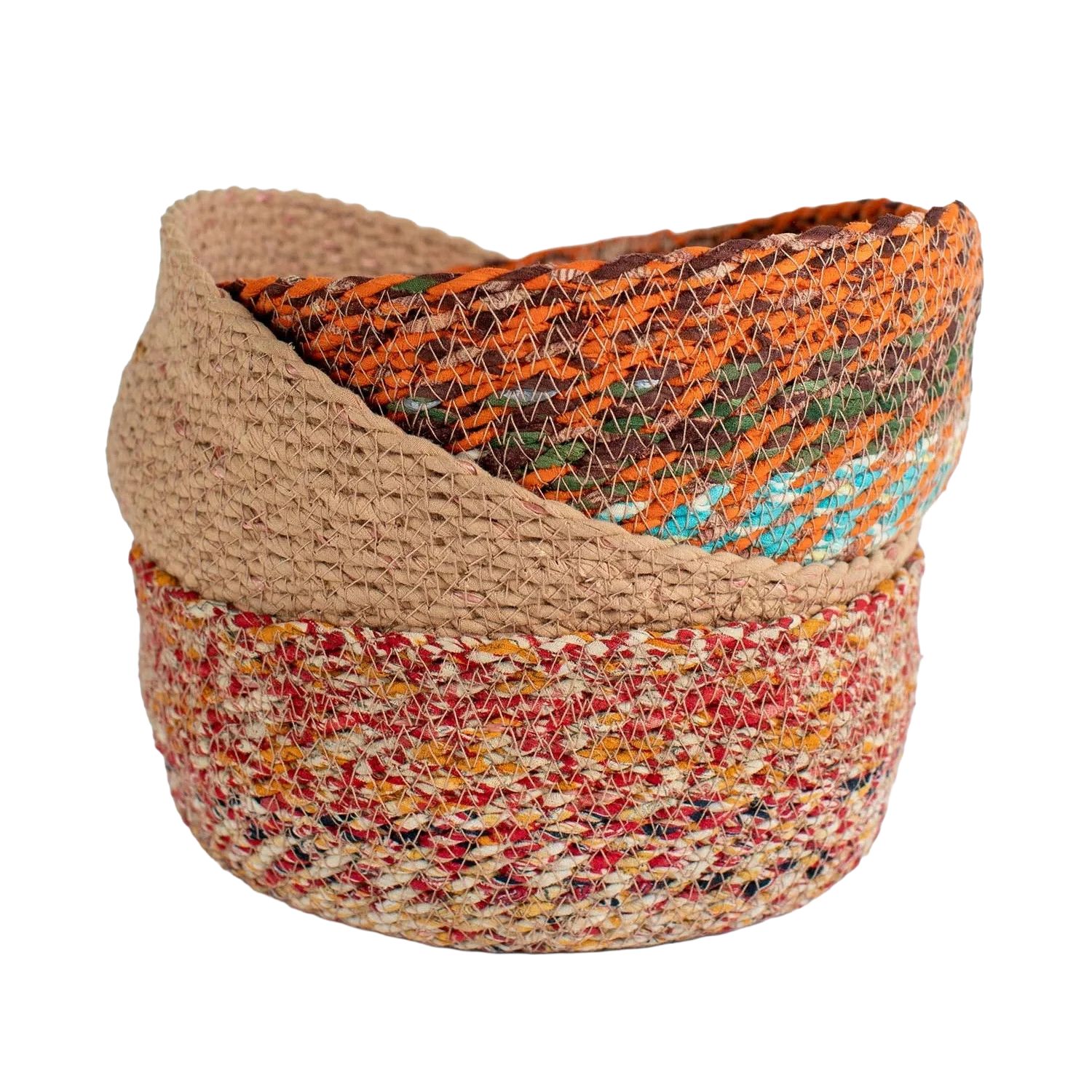 Woven Sari Basket - Large