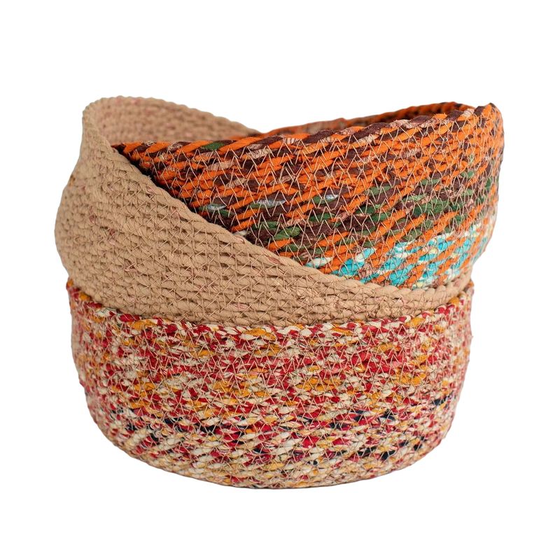 Woven Sari Basket - Large