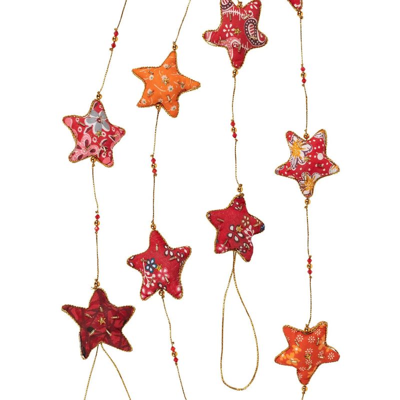 Embroidered Star Garland - Red