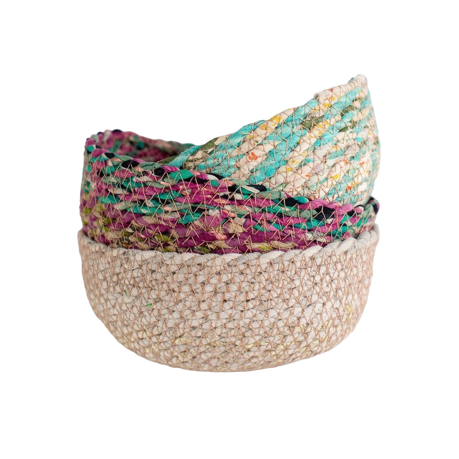 Woven Sari Basket - Small