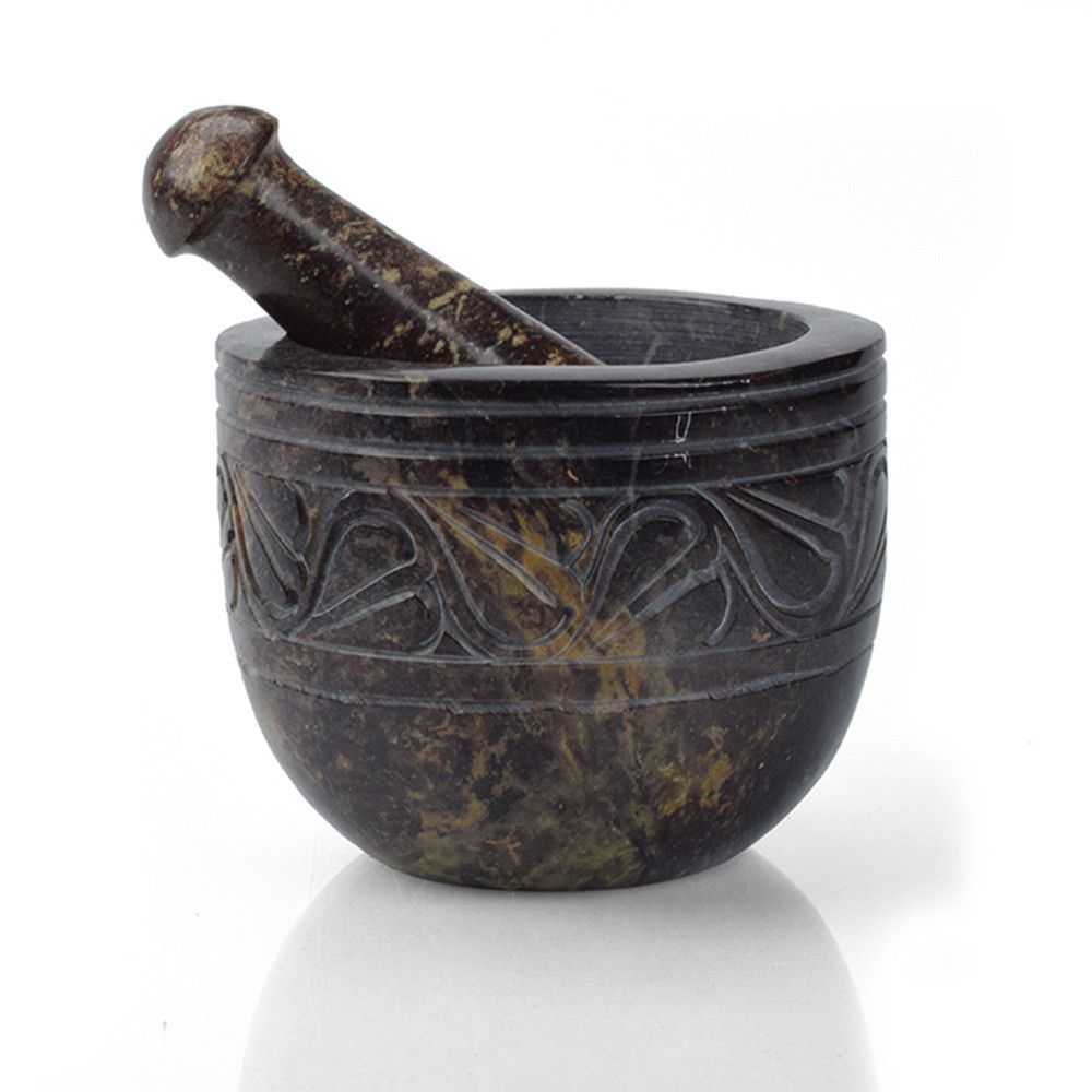 Etched Gorara Stone Mortar &amp; Pestle