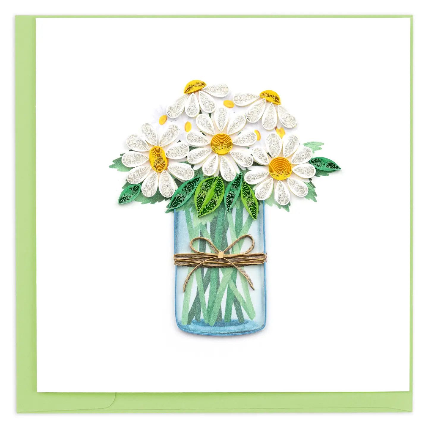 White Daisies In Jar Quilled Card