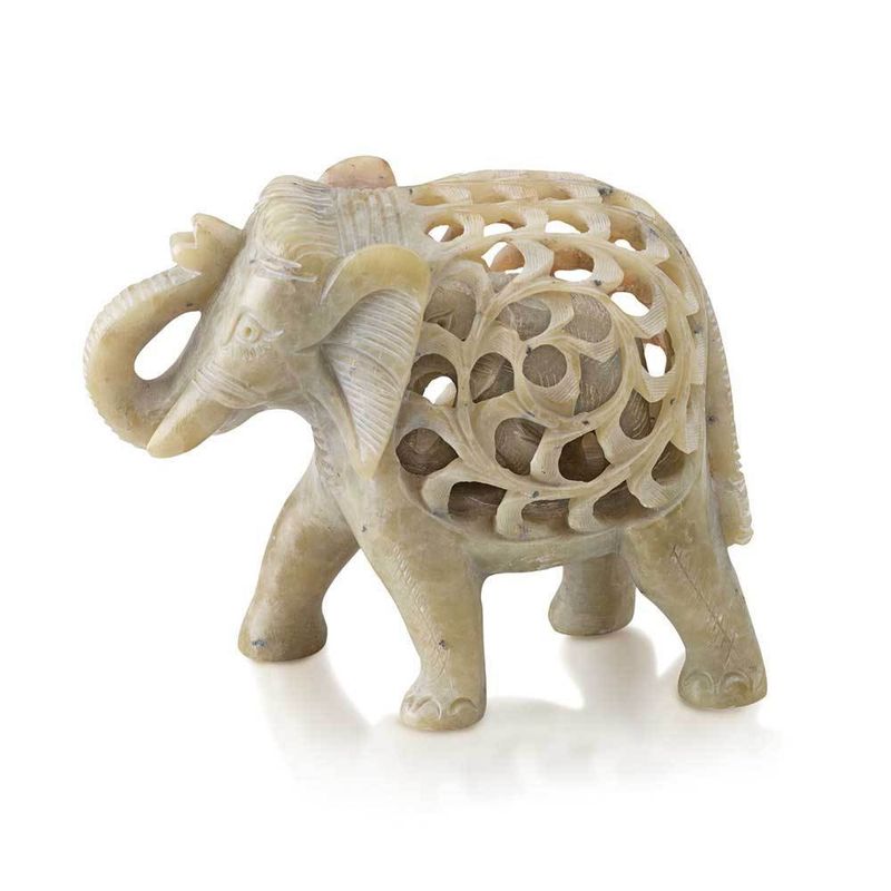 Double Carved Elephant Statue