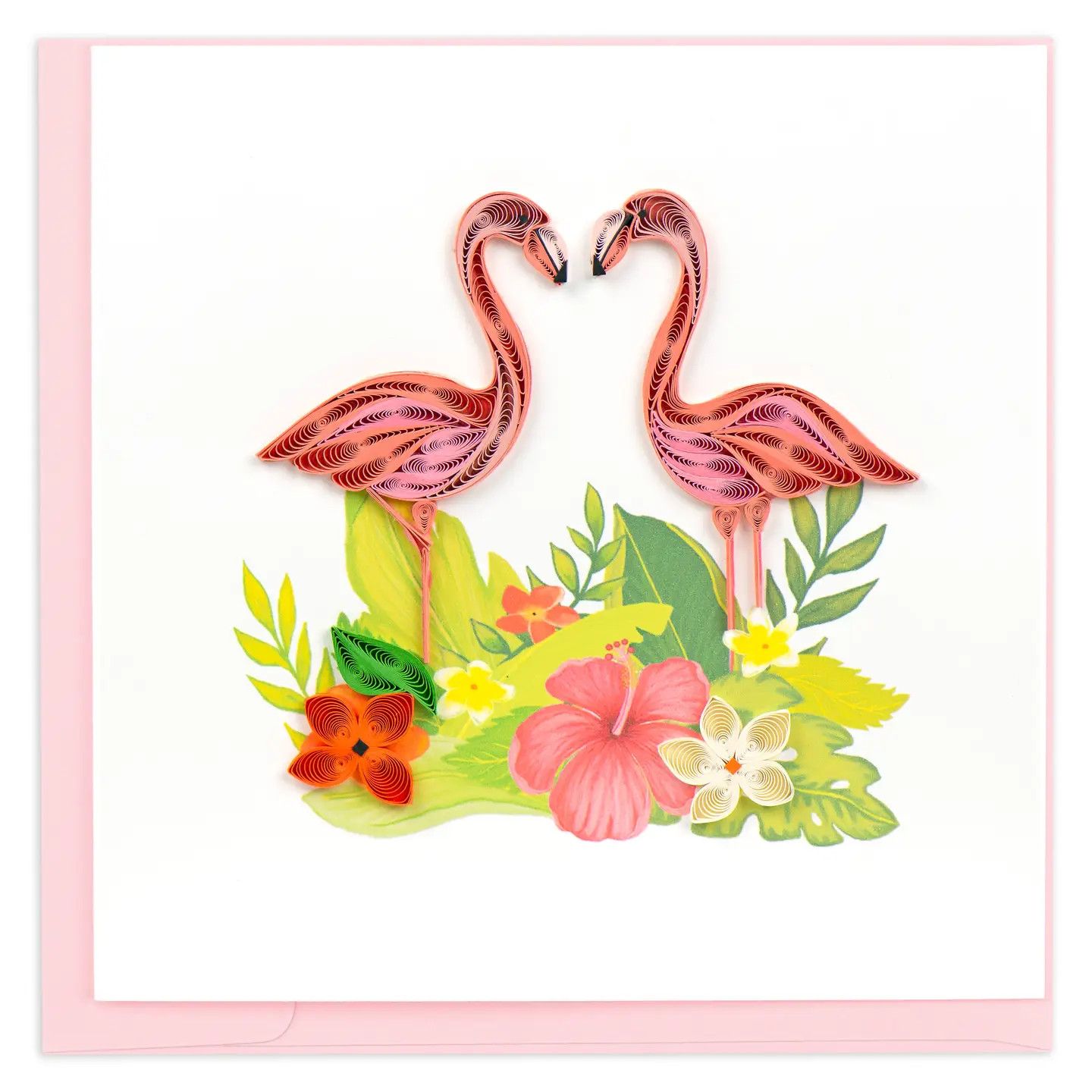 Tropical Flamingos Quilled Card