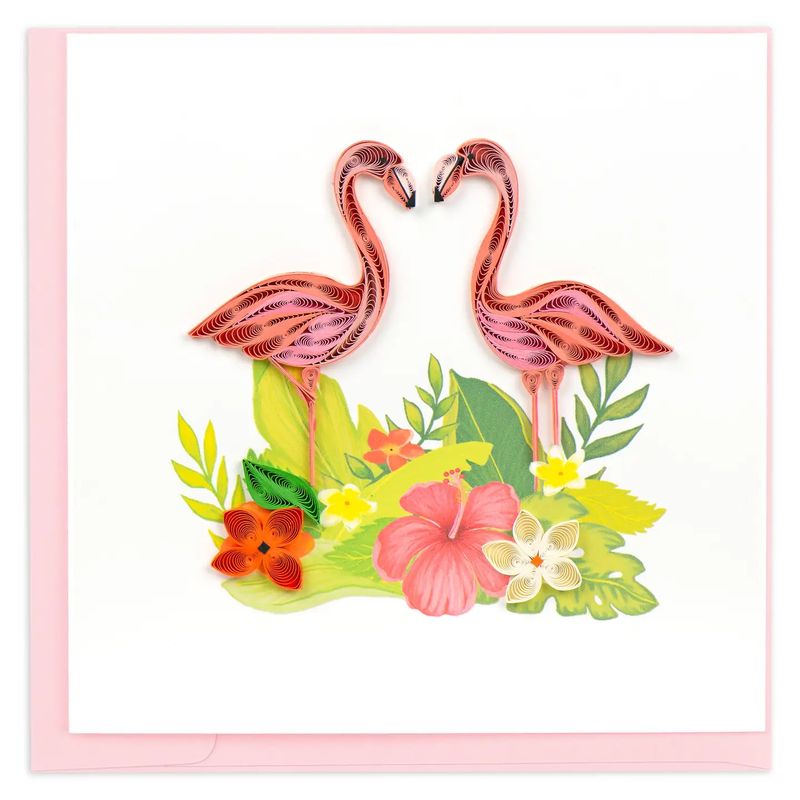 Tropical Flamingos Quilled Card