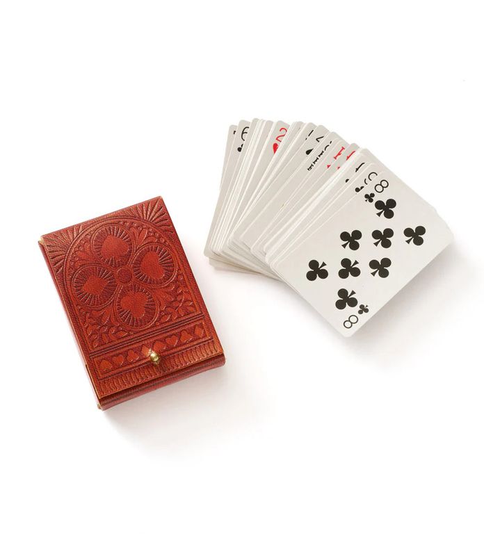 Embossed Leather Playing Card Case
