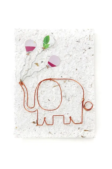 Recycled Metal Elephant w/Colorful Balloons Note Card