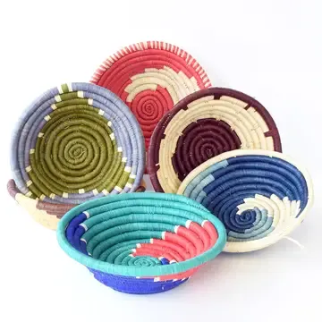 Basket Kenyan Fruit &amp; Grain Assorted Colors &amp; Patterns