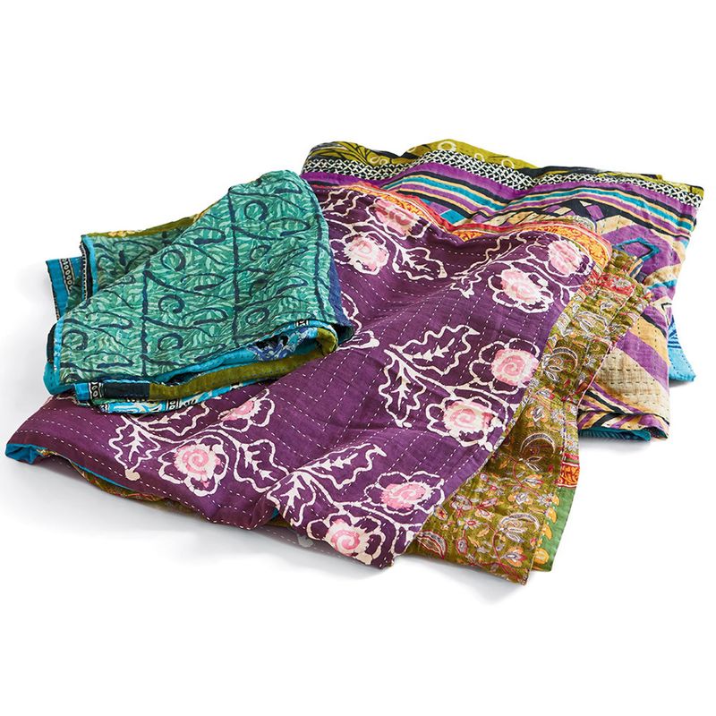 Kantha Patchwork Cool Square Throw 56" x 56"