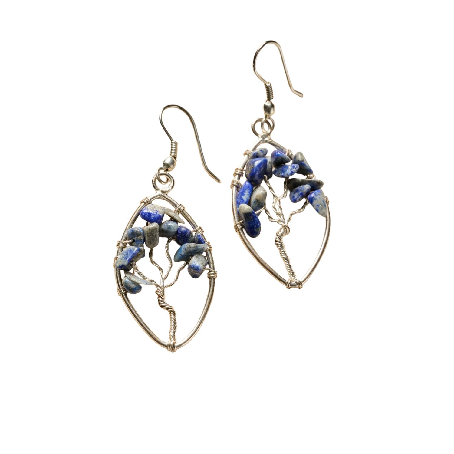 Blue Lapis Tree Earrings
