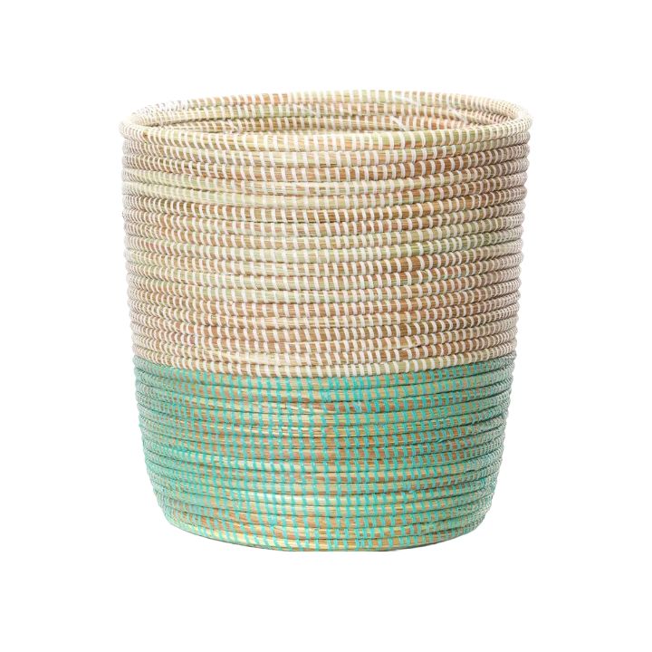 Basket Bin Aqua &amp; White