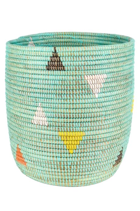 Basket Bin Teranga Triangles Aqua