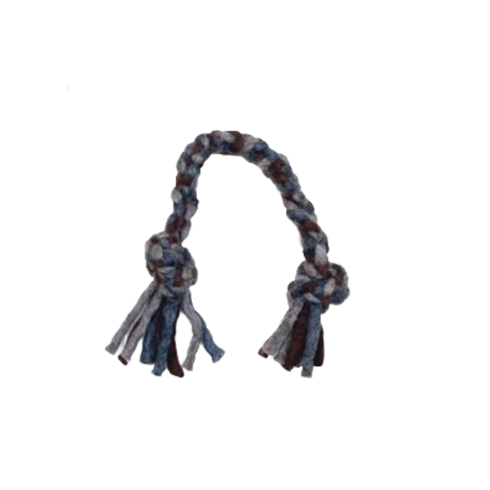Natural &amp; Grey Felt Knotted Pull Dog Toy 10"