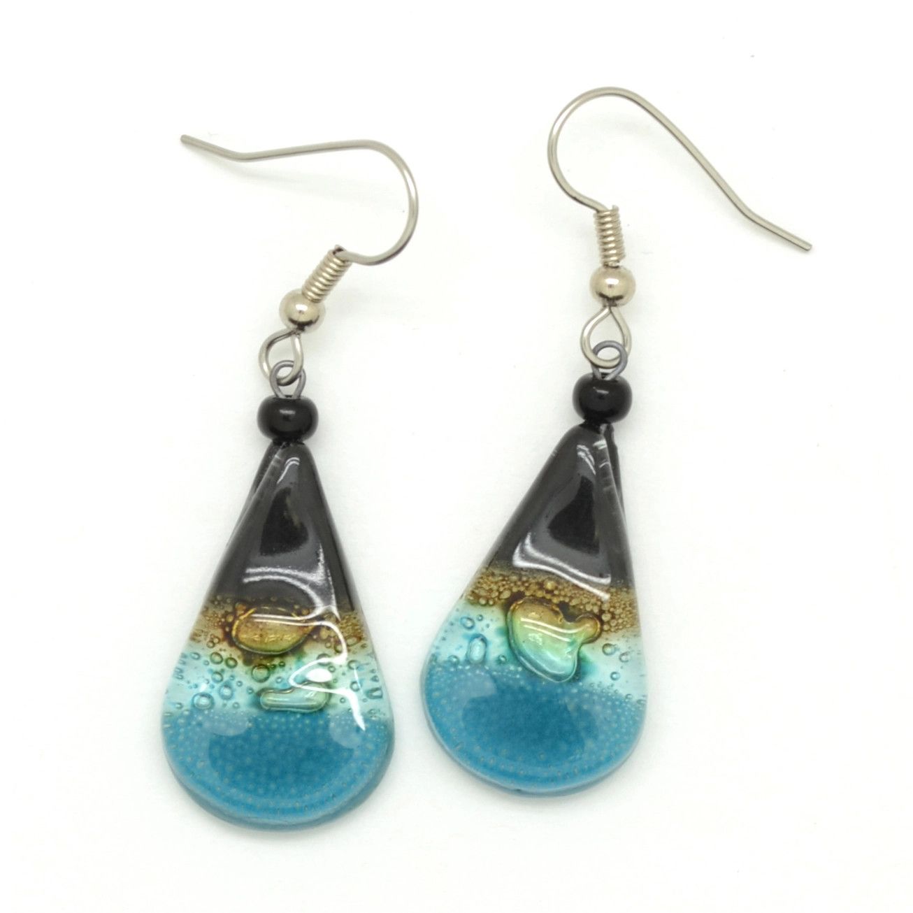 Teardrop Fused Glass Earring