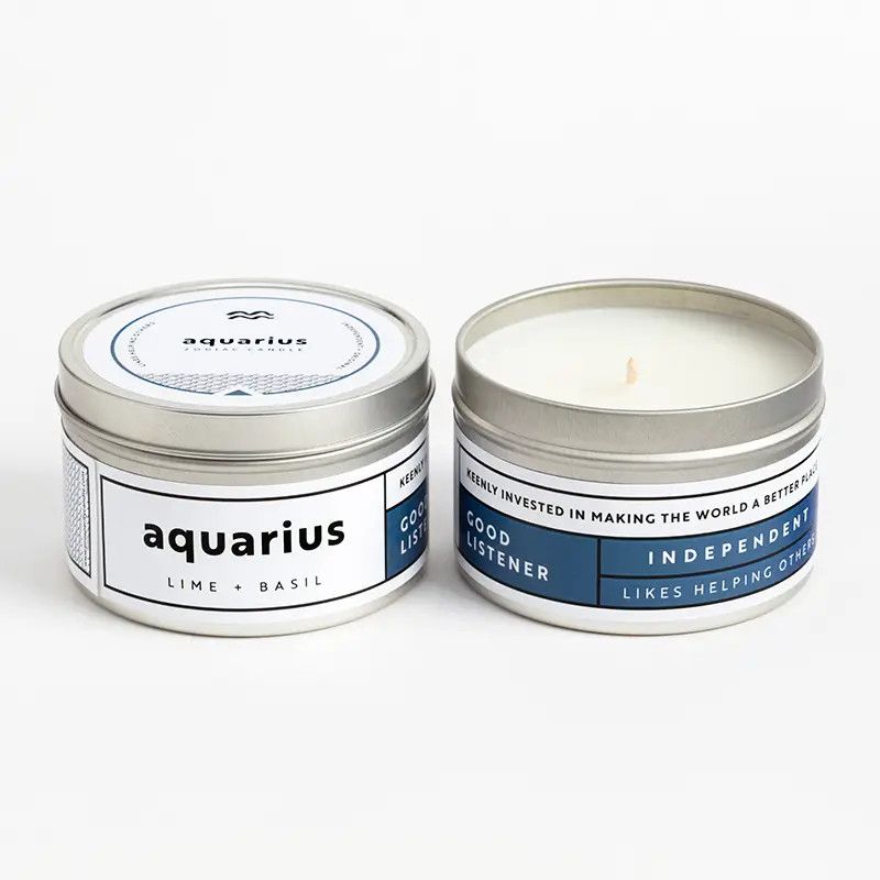 Aquarius Zodiac Candle Lime+Basil