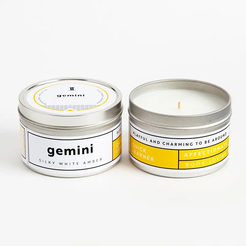 Gemini Zodiac Candle Silke White Amber