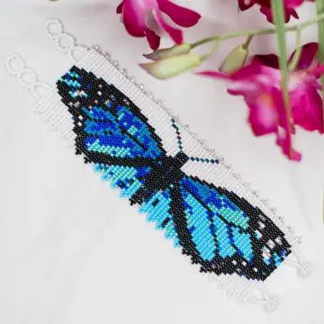 Blue Butterfly Beaded Bracelet