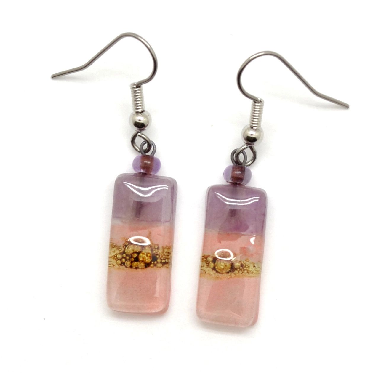 Rectangle Fused Glass Earring